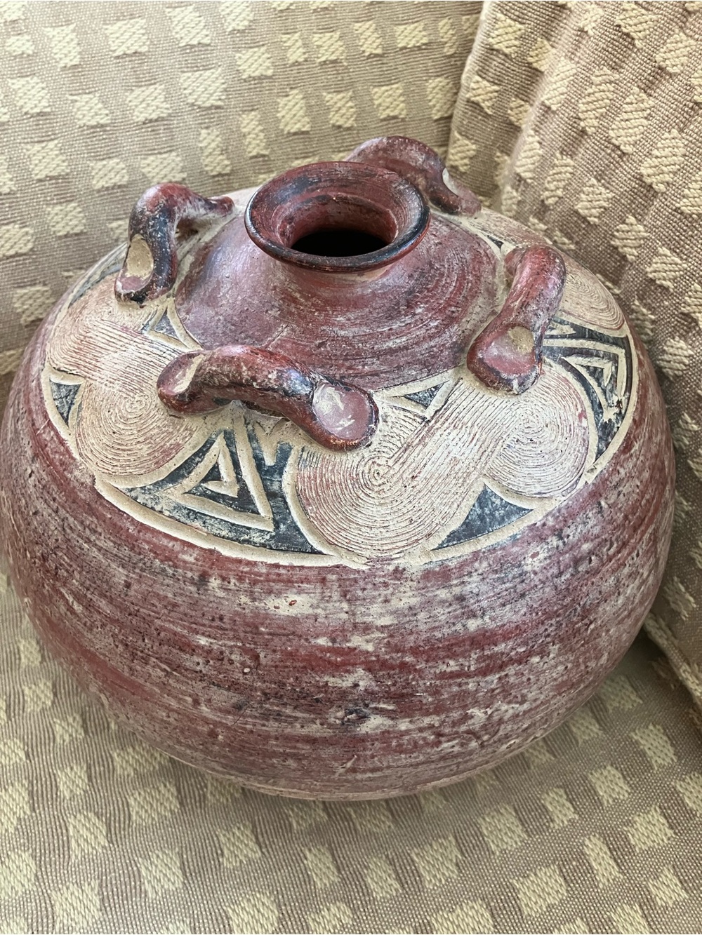 vintage terracotta redware pottery vase 8 inches tall excellent condition